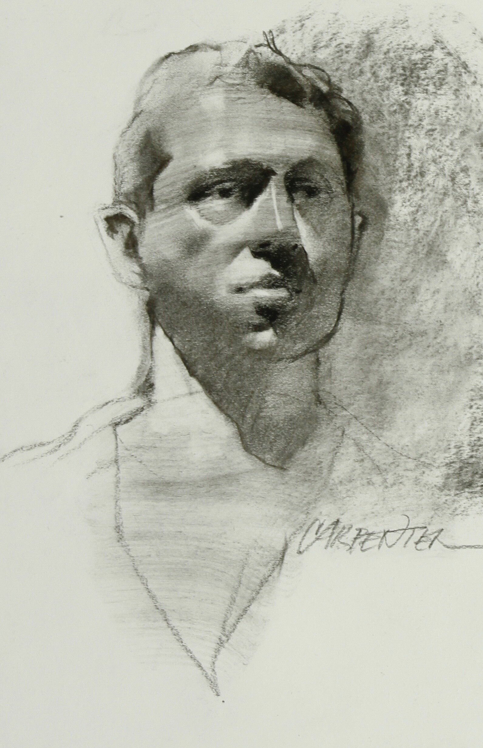 Male Portrait, Charcoal Drawing on Strathmore Paper - 1608